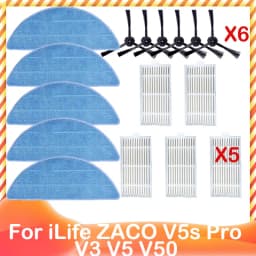 For ILife ZACO V5s Pro V3 V5 V5s V3s V50 X5 Spare Side Brush HEPA Pre Filter Mop Cloth Robot Vacuum Cleaner