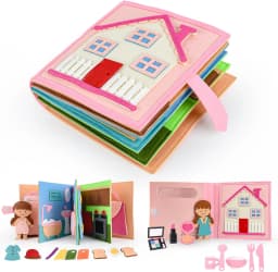 Montessori Quiet Books for Toddlers, Soft Activity Busy Book,Felt Cloth Book,Sensory Travel Toy with Learning Activities