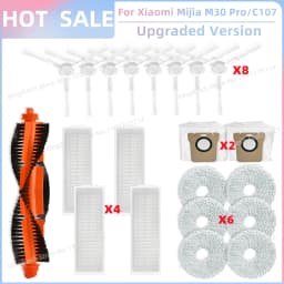 Fit For Xiaomi Mijia M30 Pro /C107 Robot Vacuum Parts Roller Side Brush Cover Hepa Filter Mop Cloth Bracket Dust Bag Accessories