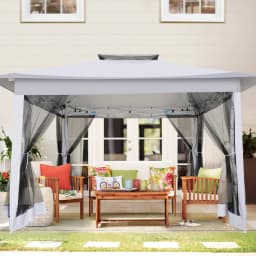 3x3M Waterproof Stable Folding Pavilion,Pop-up Garden Pavilion with 4 sidewalls Mosquito Net,Party tent,Double roof For Garden