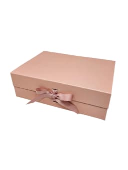 Wholesale A4 Size Rose Gold Folding Magnetic Gift Box with Changeable Ribbon