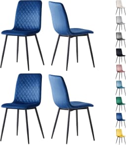 mcc direct Set of 4 Designer Velvet Fabric Dining Chairs Metal Legs Lexi Chairs