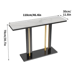LUVODI 118cm Console Entry Table,Sintered Stone Top Metal Legs for Hallway Kitchen Living Room Foyer Behind Couch Sofa Side Display