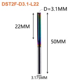 Dreanique 1pc 3.175 4 6 8mm Shank DLC Coatting 2 Flutes Carbide Straight Flute End Mill Bit CNC Milling Tool Slot Milling Cutter