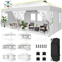 3x6m Folding Gazebo Event Canopy Pop Up Waterproof Party Tent With 6 Side Wall UV Protect For Garden Outdoor Commercial Wedding