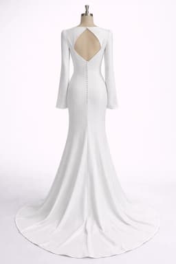 Customized Elegant Wedding Dresses 2026 Mermaid Long Sleeve Bridal Gown Square Neck Button Court Train Classic Bride Dress