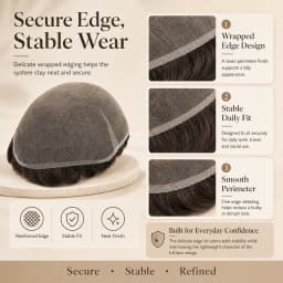 Topunique Full Swiss Lace 90% Light to Medium Light Men Toupee Capillary Prothesis Hair Replacement System Hair Piece For Men