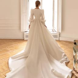 Customized Square Neck Wedding Dress Detachable Long Puffy Sleeves A Line Bridal Gown Lace Up Back Court Train Vestidos De Novia