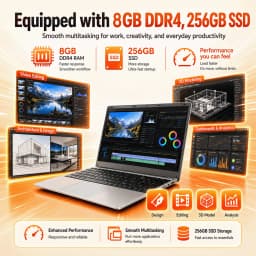 15.6 Inch Laptop Intel Celeron N3450 Quad Core,4GB/8GB RAM 128GB/256GB SSD DDR4, Full HD 1920x1080 IPS Display, Windows 11 Notebook, WiFi 5, HDMI, Webcam, Lightweight Computer for Study Office Business, France Stock Multi Language Keyboard Protective Fil