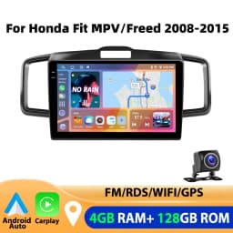 Podofo Wireless Carplay Android Auto Car Radio 4GB+64GB Stereo Multimedia Player 10 Inch GPS For Honda Fit MPV/Freed 2008-2015