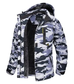 TACVASEN Winter Ski Snowboard Jacket Womens Waterproof Thermal Heavy Fleece Jackets Casual Work Rain Work Coat Windbreaker Parka