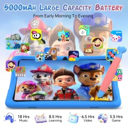 KINGRID K10 Kids Tablet 10'' Android 15 4GB RAM+8GB Expandable 64GB ROM 5G WiFi Widevine L1 5000mAh Kids Tablet PC Tablet Android Parental Control