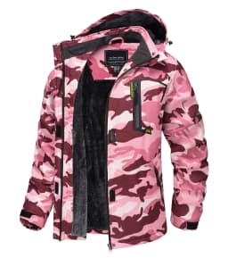 TACVASEN Winter Ski Snowboard Jacket Womens Waterproof Thermal Heavy Fleece Jackets Casual Work Rain Work Coat Windbreaker Parka
