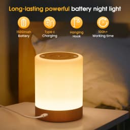 Lureshine 2-Pack RGB Night Light Lamp with Touch Control and Color Changing, 13‑inch Portable Dimmable USB‑Rechargeable Table Lamp with 1800mAh Battery for Bedroom Decorative Lighting