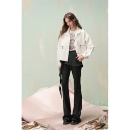 ELFSACK Y2K Flare Pants with Detachable Front Skirt, Stretchy Knit Sweet Trousers, Casual Streetwear Bottoms for Women