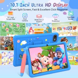 KINGRID K10 Kids Tablet 10'' Android 15 4GB RAM+8GB Expandable 64GB ROM 5G WiFi Widevine L1 5000mAh Kids Tablet PC Tablet Android Parental Control