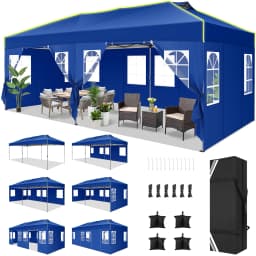 3x6m Folding Gazebo Event Canopy Pop Up Waterproof Party Tent With 6 Side Wall UV Protect For Garden Outdoor Commercial Wedding