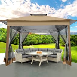 3x3M Waterproof Stable Folding Pavilion,Pop-up Garden Pavilion with 4 sidewalls Mosquito Net,Party tent,Double roof For Garden