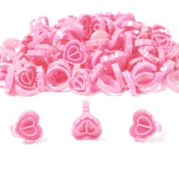 Veyes Inc Eyelash Extensions Dispossible Glue Ring Cup Veyelash Heart-Shaped 100 PCS Glue Holder Colored Plastic Glue Cup