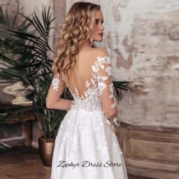 Elegant A-Line Long Sleeves Wedding Dress Modern Side Slit Organza Customized Bridal Gowns Luxury Appliques Scoop Robe de mariée