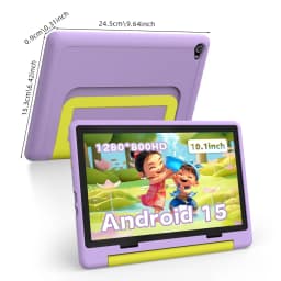 Kids Tablet 10.1 Inch Android 15 Tablet PC 20GB(3+17G) RAM 64GB ROM A333 Five‑Core HD LCD 5000mAh Parental Control Children Learning Tablet Only Tablet