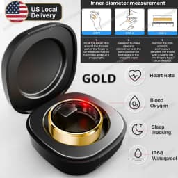 Local US Smart Ring with Charging Case for Men Women Heart Rate Blood Oxygen and Sleep Monitor, IP68 Waterproof Multi-sport Mode