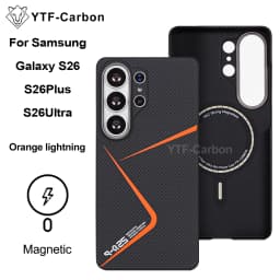 YTF-carbon Luxury Real Kevlar Case for Samsung Galaxy S26 Ultra/S26Plus/S26, Aramid Fiber Magnetic MagSafe Cover