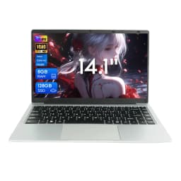 Brand New 14.1 Inch Laptop Intel Celeron N3450 8GB RAM 128GB SSD FHD 1920x1080 Notebook Windows 10 Pro WiFi Dual Band Bluetooth 5.2 Lightweight Portable Computer for Student Office Business Home France Stock Multi Language System Laptop Duty Free Shop