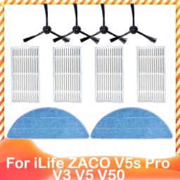 For ILife ZACO V5s Pro V3 V5 V5s V3s V50 X5 Spare Side Brush HEPA Pre Filter Mop Cloth Robot Vacuum Cleaner