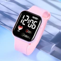 6-Piece Set of Children's Electronic Watches with Pink Butterfly Series Accessories, Luminous Led Time Display, No Smart Functions, Exquisite Birthday Gift, Delicate and Cute, for Girls