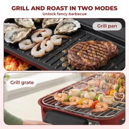 Electric Grill, Smokeless Electric Grill, Non-stick Coating, Removable Griddle/Grill Rack/Tray, Suitable for family and Hall of Residence Parties and Barbecues