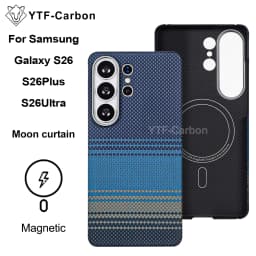 YTF-carbon Luxury Real Kevlar Case for Samsung Galaxy S26 Ultra/S26Plus/S26, Aramid Fiber Magnetic MagSafe Cover