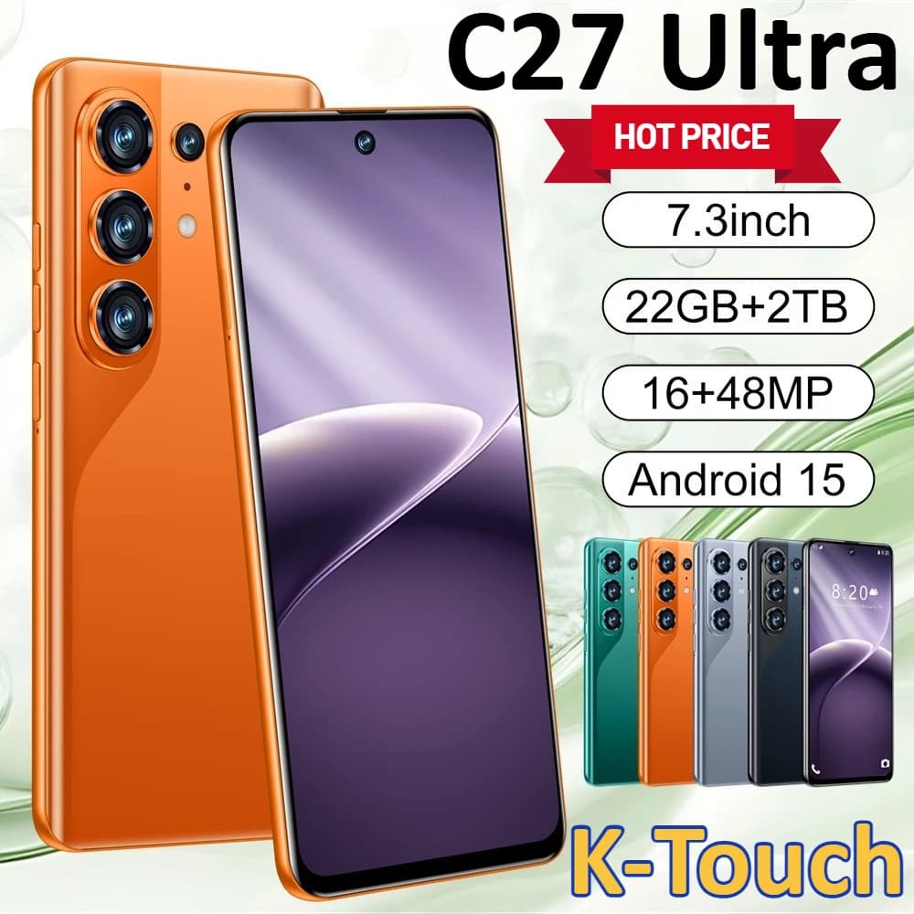 K-Touch Mobile Phones C27 Ultra Smartphone Android 5G Dual SIM 7.3 Inch Cell Phone 22GB 2TB 8000mAh Octa Core Unlock 16+48MP Camera For Men Women Gifts
