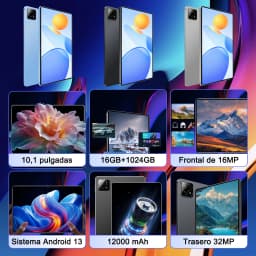 12000mAh Battery Android 13 Tablet 16GB RAM 1TB ROM 16MP+32MP Camera 5G WiFi Portable Tablet Suitable for Daily Entertainment Online Learning Holiday Gift