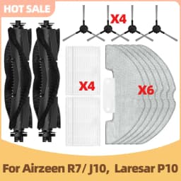 Compatible For Airzeen R7/ J10, Laresar P10 Vacuum Parts Main Side Brush Filter Mop Cloth Replacement Accessories