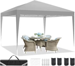 3x3m Popup Pavilion Waterproof Beer Tent Foldable Canopy without sidewall,3Height Adjustable,Party Tent For Garden,Beach,Markets