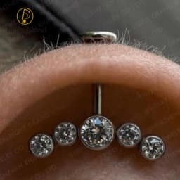 Right Grand ASTM F136 Titanium Stud Cluster CZ Earring Internally Threaded Helix Rook Daith Conch Tragus Cartilage Ear Piercing
