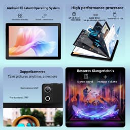 URAO A10L 10.1in Octa-Core Tablet Widevine L1 Full HD Streaming Support Updated Android 15 24GB Virtual RAM 64GB Storage 5000mAh Battery All Black Complete Accessory Bundle Portable Entertainment Tablet for UK