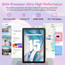 10.1 Inch Ultra Thin Tablet PC Android 15 A333 Five Core 20GB Virtual RAM 64GB ROM 1280*800 HD Screen 5000mAh WIFI Office Learning Tablet Only Tablet No Accessories
