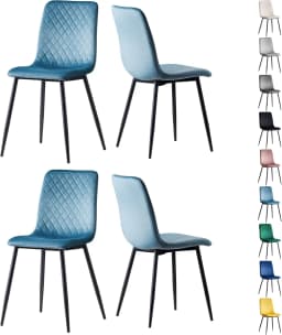 mcc direct Set of 4 Designer Velvet Fabric Dining Chairs Metal Legs Lexi Chairs