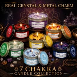 7 Chakra Scented Candle Set, 7 X 3oz Soy Wax Tin Candles with Real Crystals Metal Charms for Meditation Yoga Home Decor Gift Set