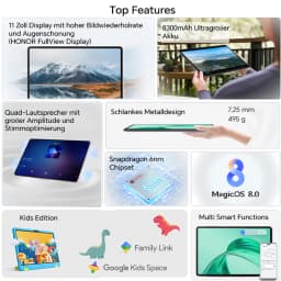 HONOR Pad X8a, 11-inch 90Hz High Refresh Rate HONOR FullView Eye Comfort Display, 4GB RAM+64GB ROM, Android 14, 8300mAh Ultra-large Battery, Large-amplitude Quad-speaker with Voice Enhancement