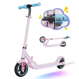 RCB R11 Kids Electric Scooter for Age 6-12, 150W Motor, 3 Speed Modes up to 9.9 mph & 5 Miles Range, 7"/6" Solid Tyres, LED Lights & Display, Bluetooth Speaker, Foldable 6.65kg, CE Certified