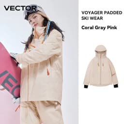 VECTOR Men and Women Cotton Contrast Skiing Top Waterproof and Durable Warm Snowboard Ski Double Board Single Board Outdoors