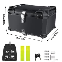 65L Aluminum Motorcycle Trunk Box Waterproof Top Box Tail Box Trunk Universal Motorbike Storage Case Tail Box Luggage