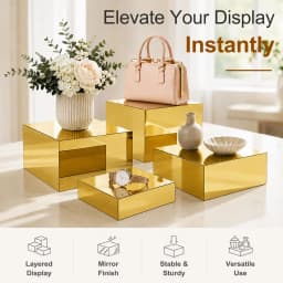 4Pcs Acrylic Display Stands Gold Food Risers for Buffet Table Clear Plastic Cake Stand Holder for Wedding Party Decor