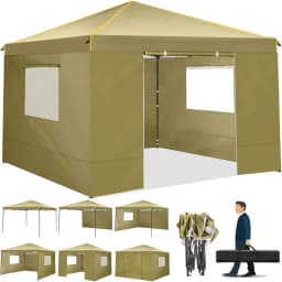 3x3m Pop Up Canopy Tent Folding Gazebo With 4 Sidewall Outdoor Commercial Instant Gazebo Tent For Party Garden Backyard Wedding