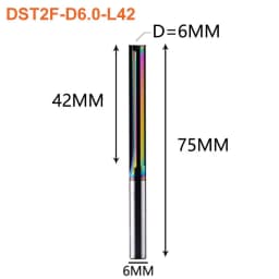 Dreanique 1pc 3.175 4 6 8mm Shank DLC Coatting 2 Flutes Carbide Straight Flute End Mill Bit CNC Milling Tool Slot Milling Cutter