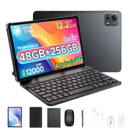 POCKAM P12PLUS 12-inch Android Tablet, 16 GB, 12,000 mAh/18 W, T7300 Octa-core, 2.4K at 120 Hz, 48GB RAM + 256GB ROM/2 TB microSD, Wi-Fi, 8MP + 13 MP, Gemini AI, Face ID, OTG, Tablet with Keyboard and Pen