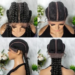 32 inches Large Four Braid Lace Wig for Black Women Braided Wig Full Lace Box Braids Wig Women Synthetic Braided